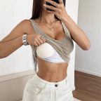 Damen Kurzes Ripp-Trägershirt mit V-Ausschnitt R&B