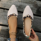 Damen elegante spitze Ballerinas mit Leopardenmuster R&B