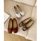 Damen modische Ballerinas mit schimmerndem Obermaterial und zartem Schleifendetail