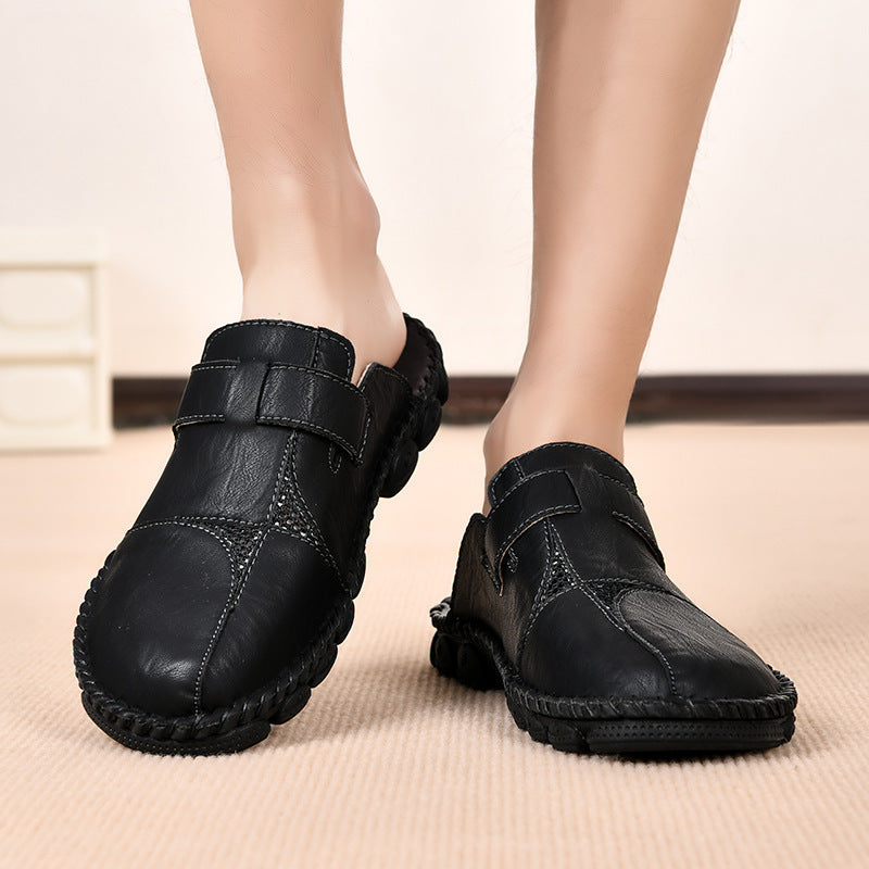 Damen Komfortable Leder-Mules mit verstellbarem Riemen R&B