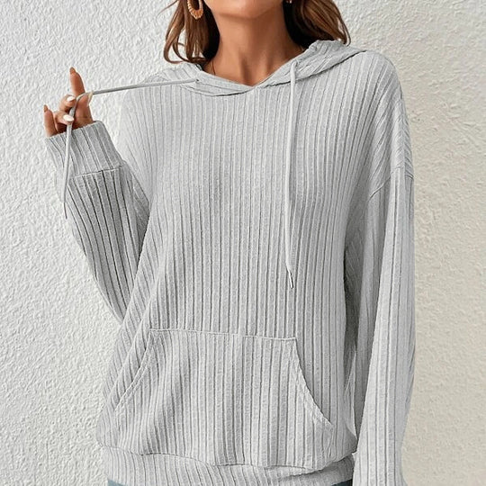 Damen Kapuzenpullover mit rippenstrukturiertem Design R&B