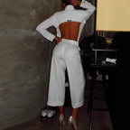 Damen Eleganter Jumpsuit mit weitem Bein und klassischem Kragen R&B
