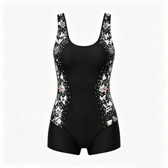 Damen Sportlicher Einteiler Badeanzug mit floralem Design R&B