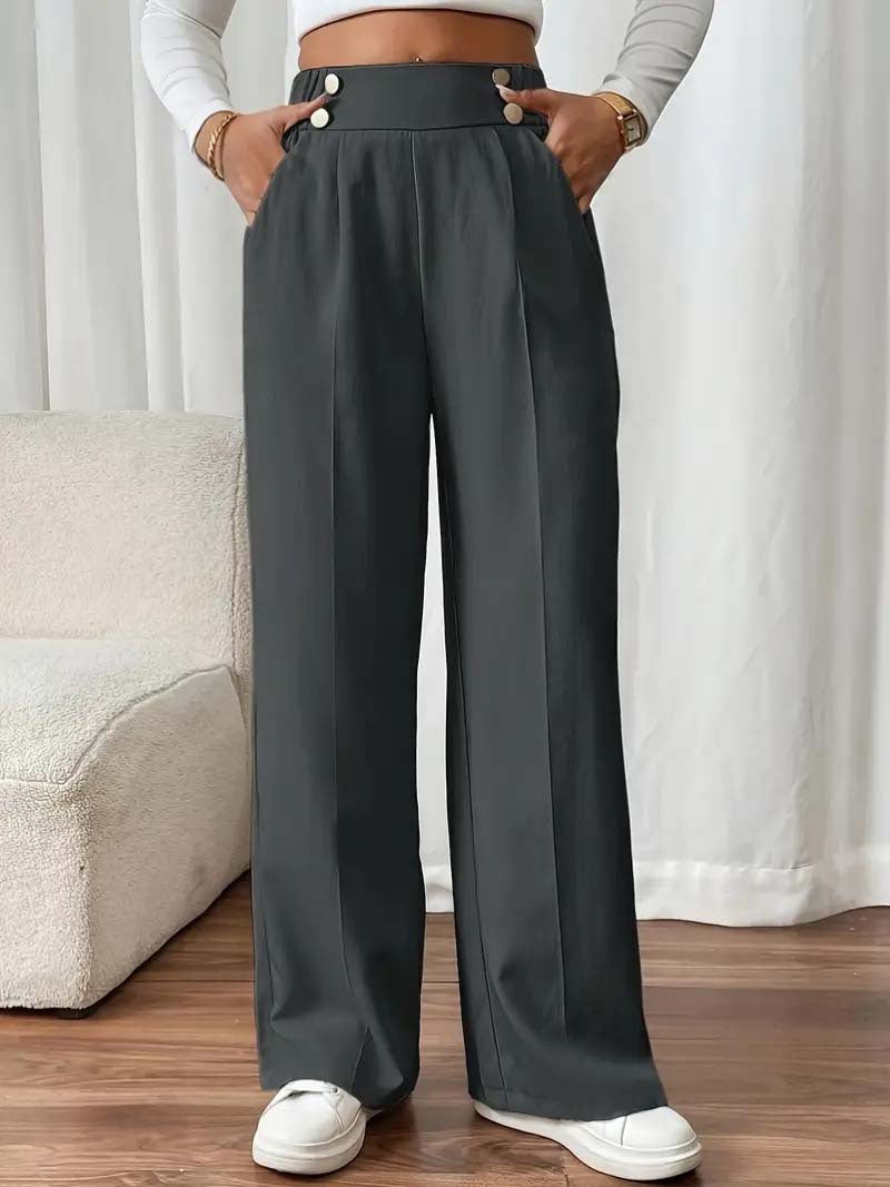 Damen Elegante und luftige Hochbundhose mit weitem Bein und praktischen Taschen R&B