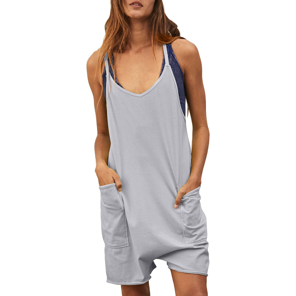 Damen komfortabler Overall mit tiefem Ausschnitt und praktischen Taschen R&B