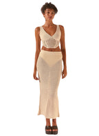 Damen gehäkeltes Crop-Top und Maxirock-Set R&B
