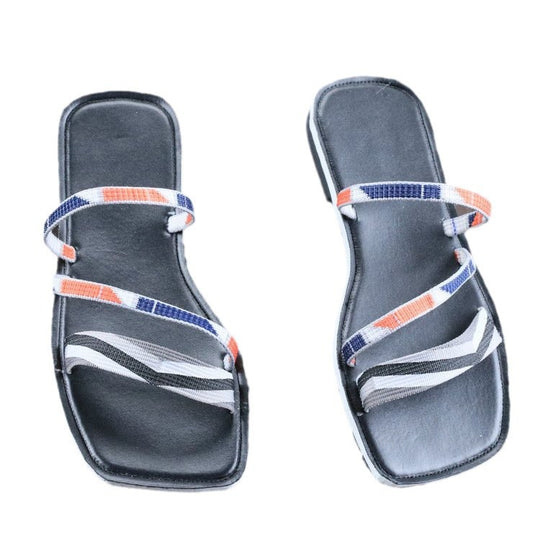 Damen verstellbare Zehentrenner-Sandalen mit geflochtenem Riemen R&B