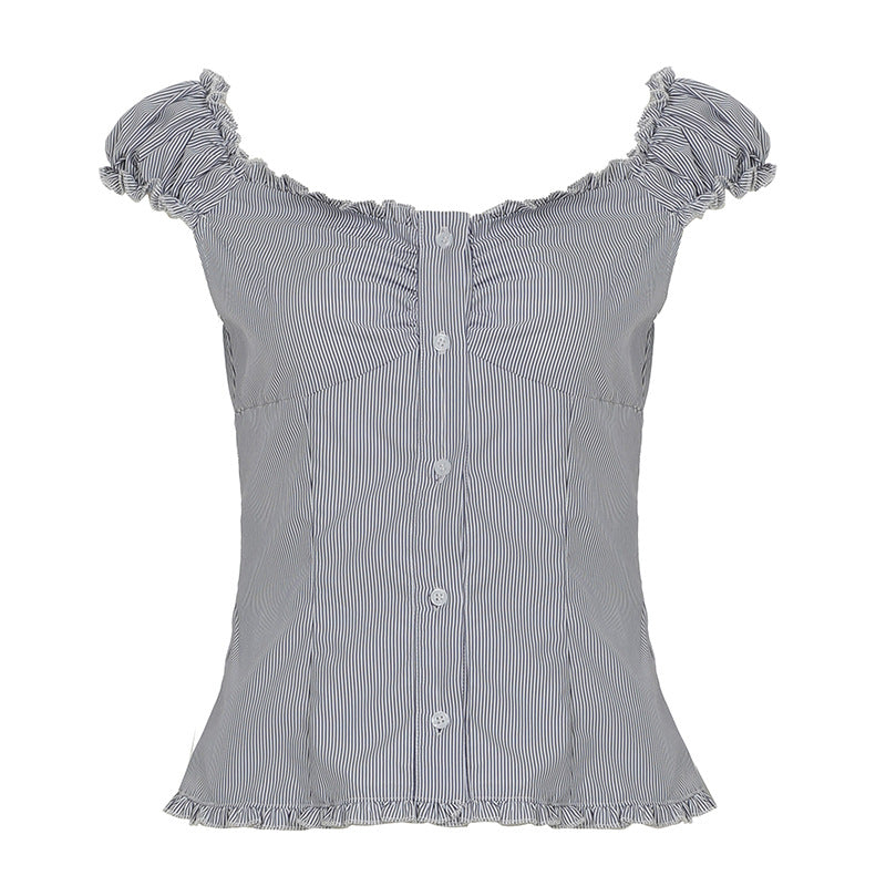 Damen Rüschenshirt mit eleganter Knopfleiste R&B