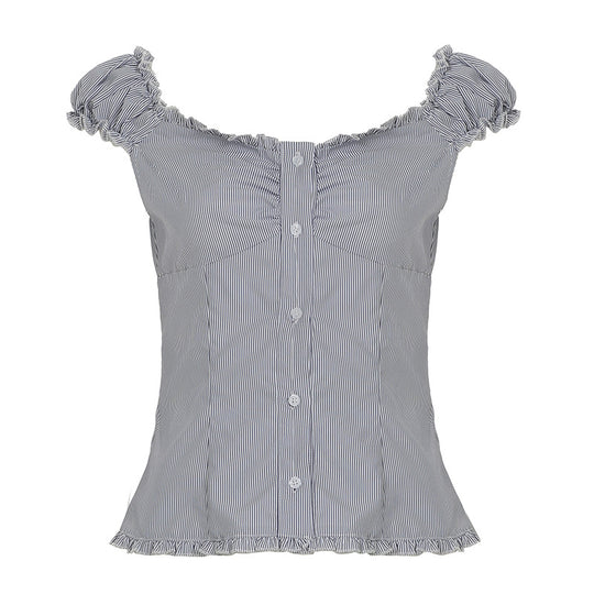 Damen Rüschenshirt mit eleganter Knopfleiste R&B