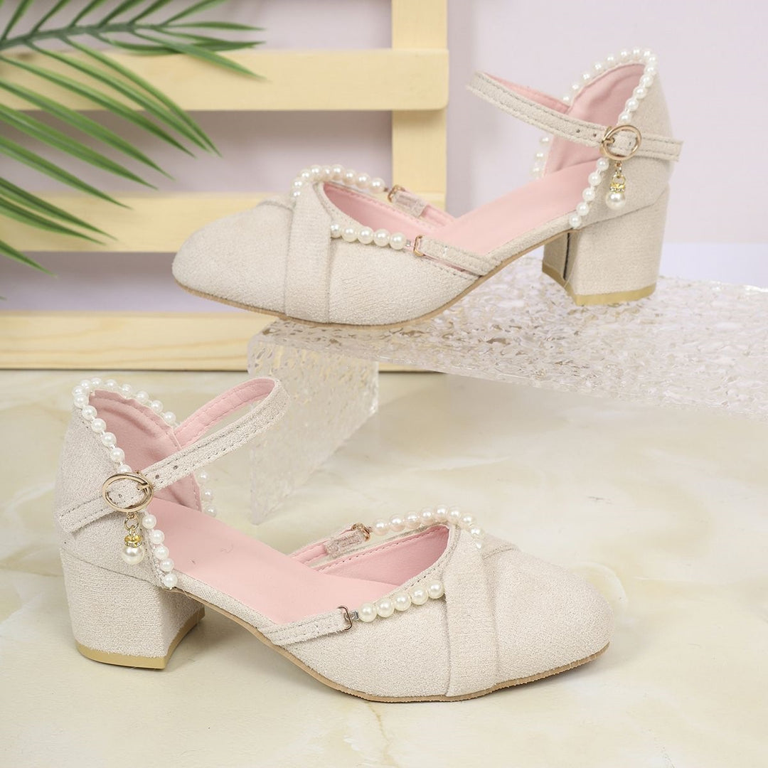 Damen elegante Slingback-Pumps mit Perl-Detail R&B