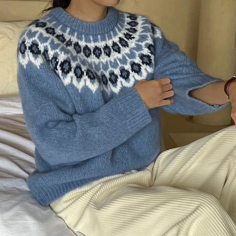 Damen Strickpullover mit traditionellem Norwegermuster R&B