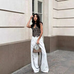 Damen Elegante Weste mit Knopfleiste und animalischem Muster R&B