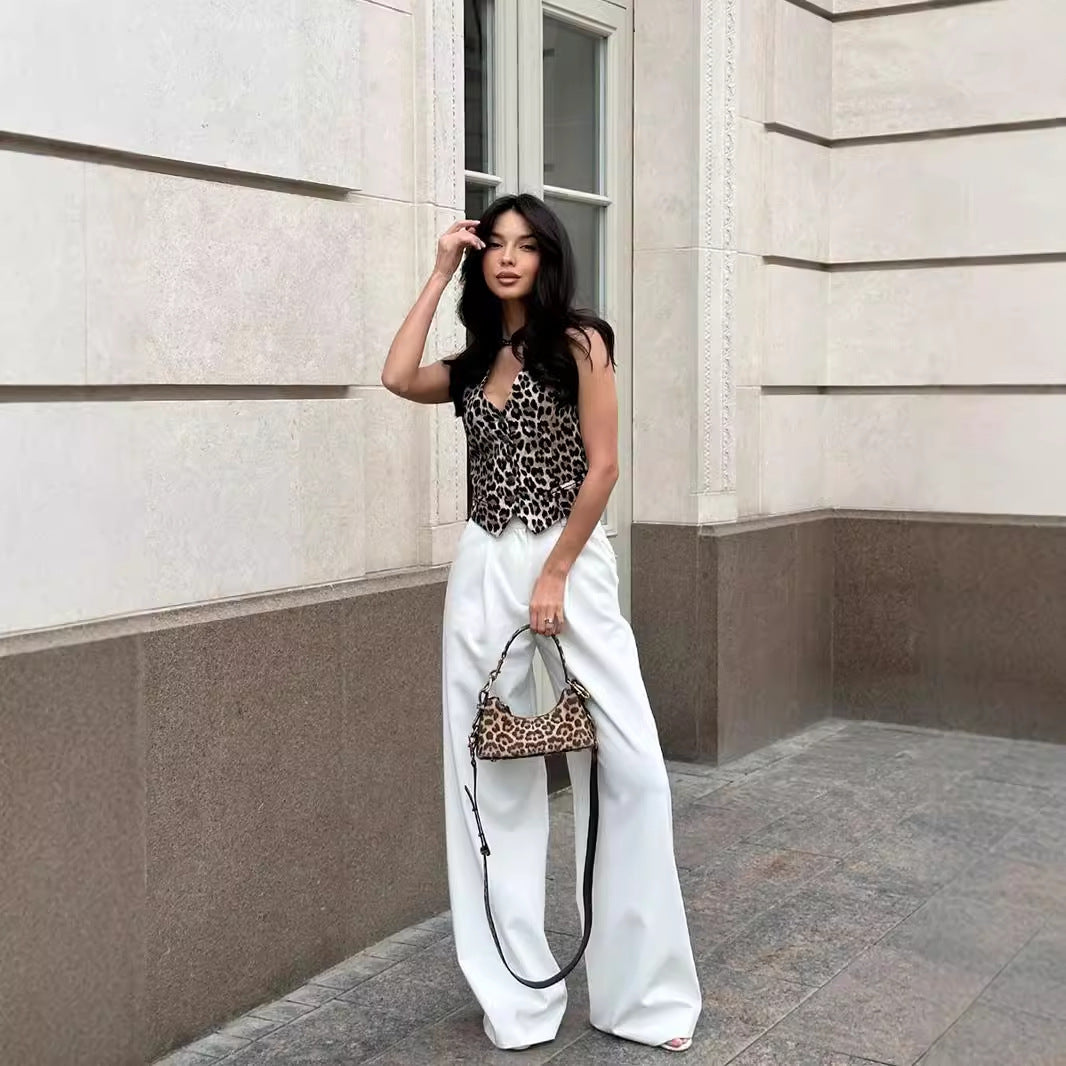 Damen Elegante Weste mit Knopfleiste und animalischem Muster R&B