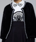 Strickjacke Damen flauschig mit Perlenverzierung