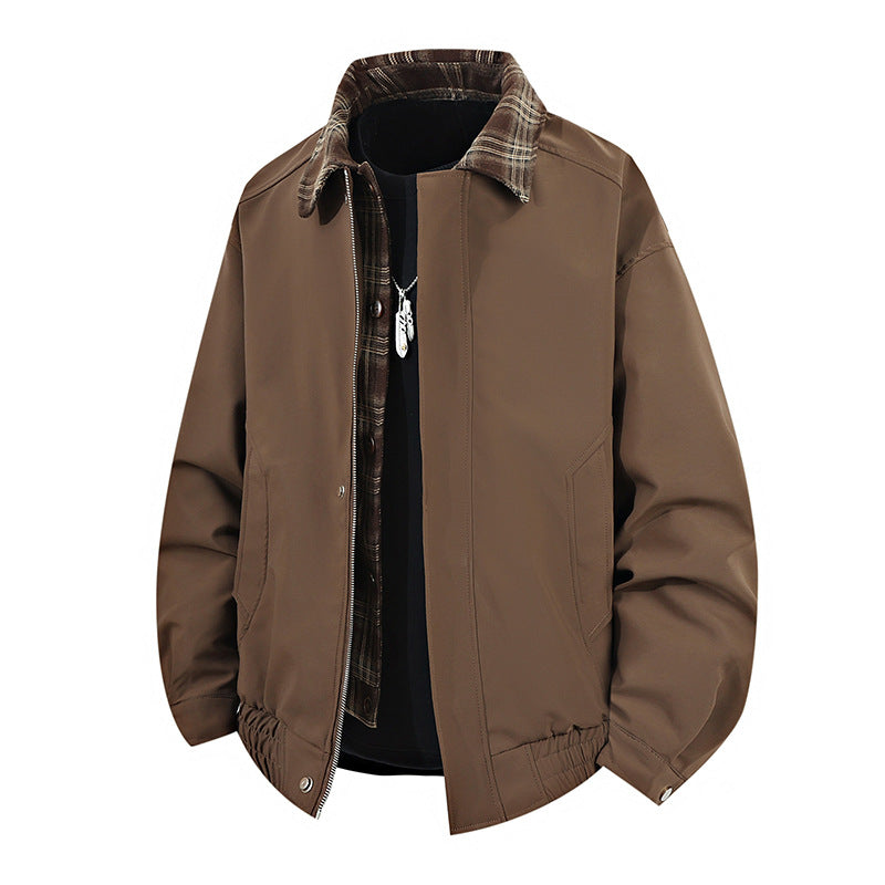 Herren lässige Übergangsjacke mit hohem Kragen und elastischem Bund R&B