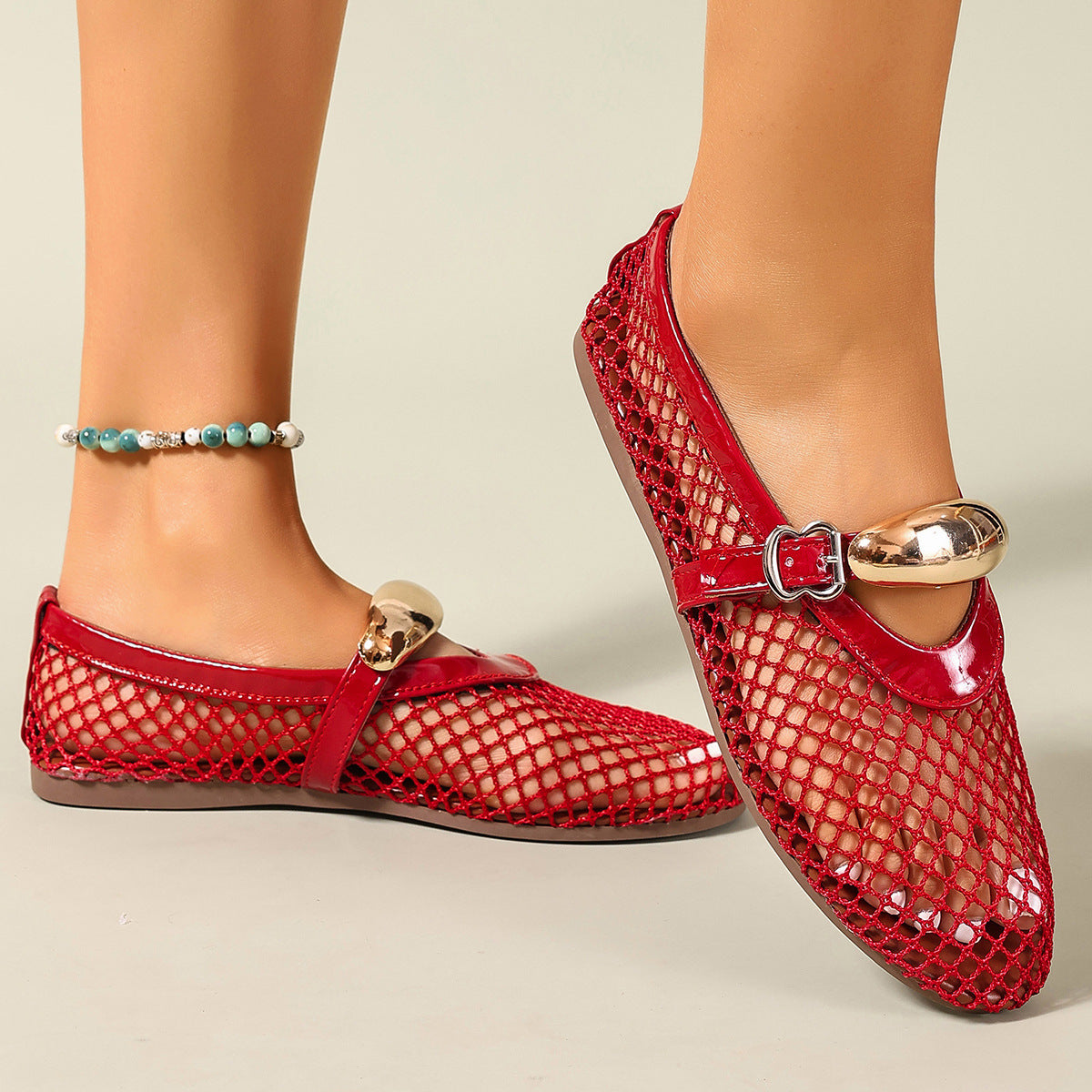 Damen luftige Schlüpfschuhe mit elegantem Netzdesign und modischer Schnalle R&B