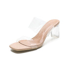 Damen elegante transparente Blockabsatz-Sandalen R&B