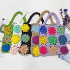 Damen gehäkelte Handtasche mit buntem Blumenmuster R&B