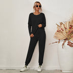 Damen Bequemer Strick-Jumpsuit mit Taschen und elastischem Bund R&B