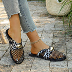 Damen elegante Slingback-Ballerinas mit eingewR&Btem Netzdesign und glänzendem Akzent R&B