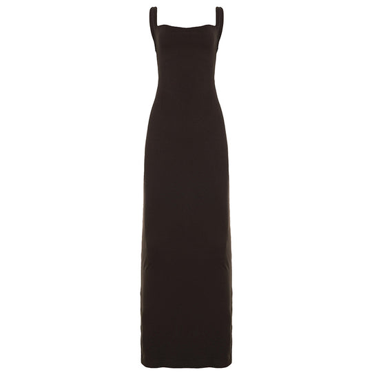 Damen elegantes Maxikleid mit Spaghettiträgern und figurbetonter Silhouette R&B