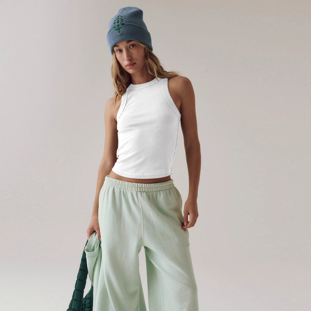 Damen Sportliches Oberteil mit schmalem Kragen und figurbetonendem Design R&B