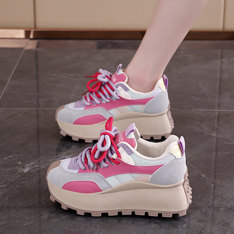 Damen Überdimensionale Plateau Sneakers mit stilvollem Farbverlauf und rutschfester Sohle R&B