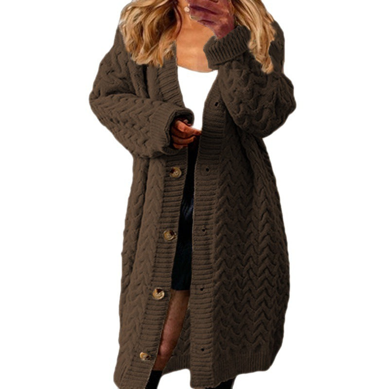Damen Grobstrick Cardigan mit Knopfdetails und strukturiertem Muster R&B