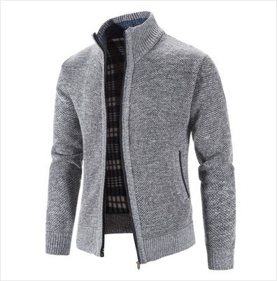 Herren lässige Strickjacke mit hohem Kragen und praktischem Reißverschluss
