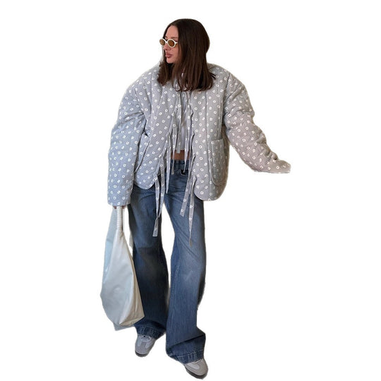 Damen Steppjacke mit großflächigen Punkten und lockerer Passform R&B