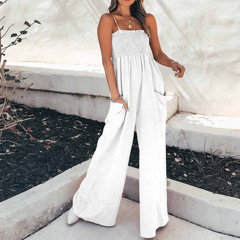 Damen Weit geschnittener Jumpsuit mit elastischem Oberteil und praktischen Taschen R&B