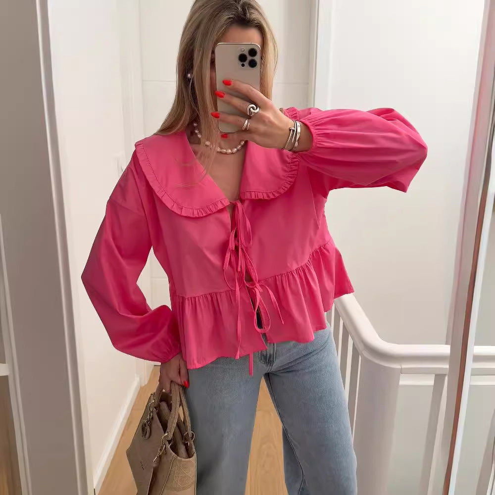Damen verspielt geschnittene Bluse mit Rüschendetails