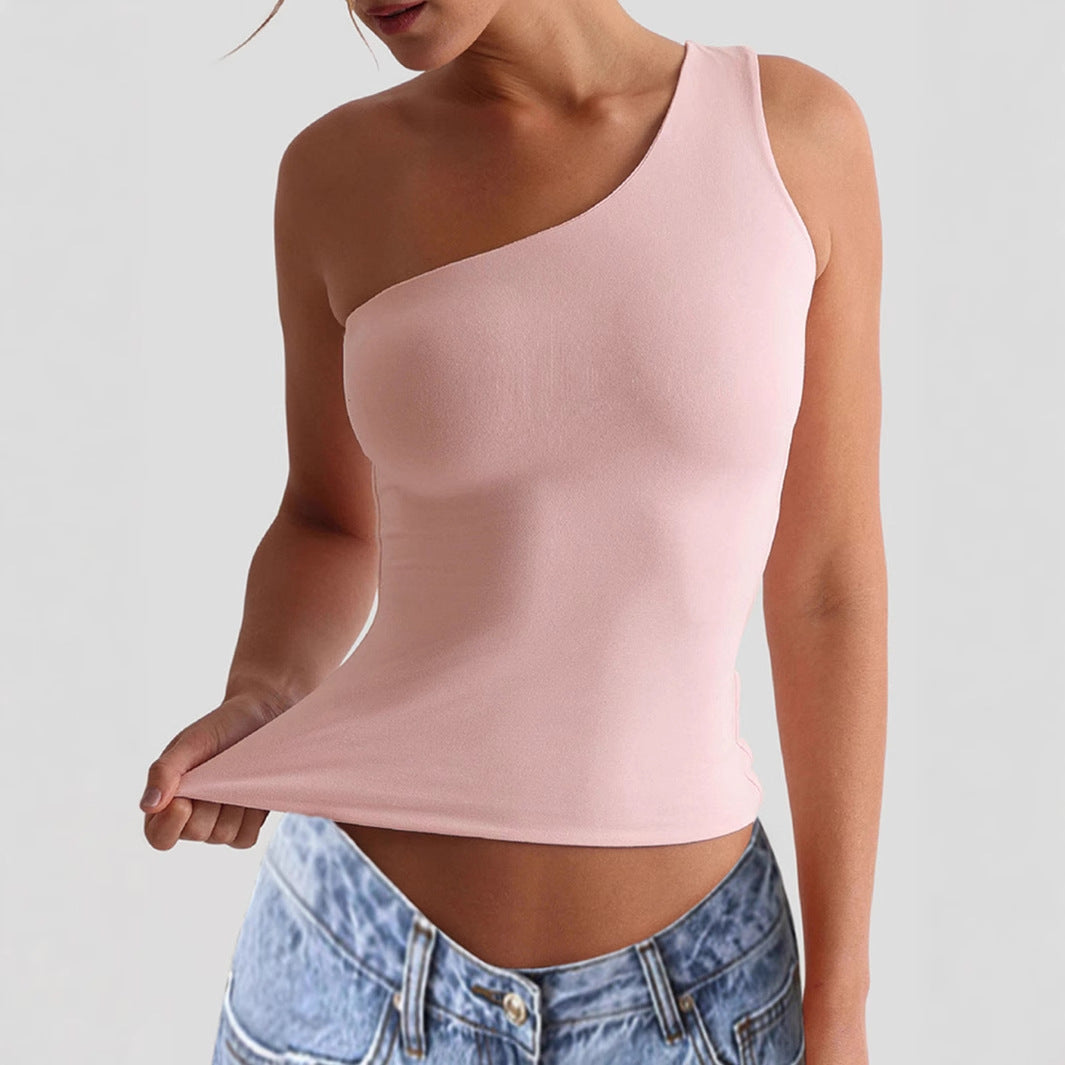 Damen asymmetrisches Trägershirt aus elastischem Material R&B