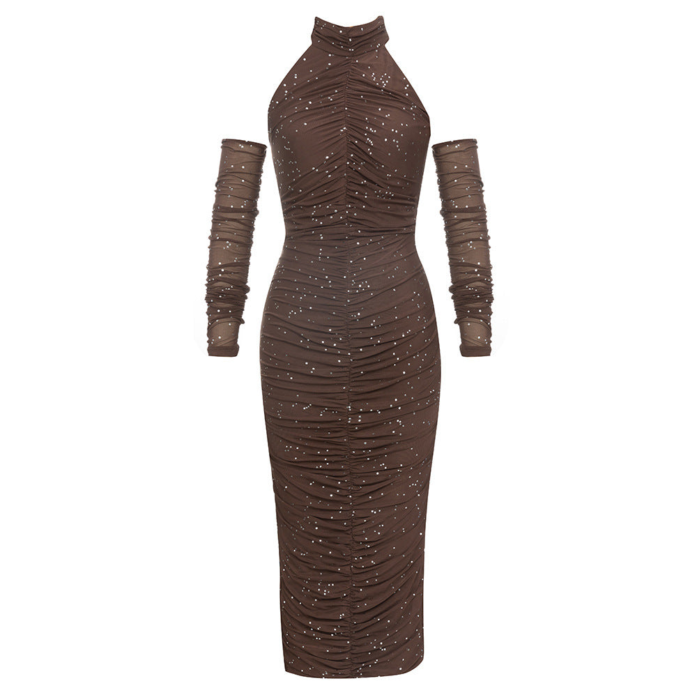 Damen Elegantes Abendkleid mit taillierter Silhouette und transparenter Ärmeldetails R&B