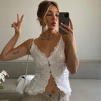Damen Spitzen-Corsage mit eleganter Knopfleiste R&B