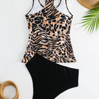 Damen Tankini-Set mit modischem Tiermuster und elastischem Hochbund R&B
