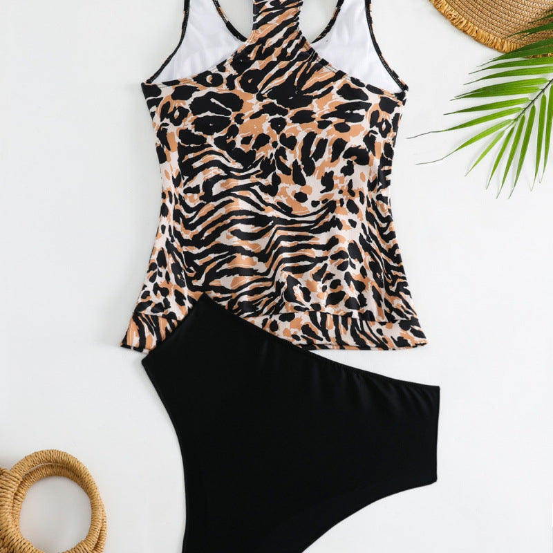 Damen Tankini-Set mit modischem Tiermuster und elastischem Hochbund R&B