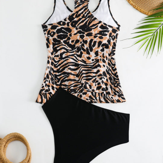Damen Tankini-Set mit modischem Tiermuster und elastischem Hochbund R&B