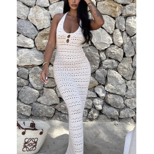 Damen Maxikleid mit einzigartigem Häkeldesign R&B