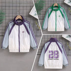 Damen nan sportlicher Retro Windbreaker mit Stehkragen und Raglanärmeln R&B