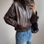 Damen Kunstlederjacke im sportlich-eleganten Schnitt mit elastischem Bund R&B