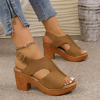 Damen Plateau-Sandalen mit offener Zehenpartie und verstellbarem Riemen