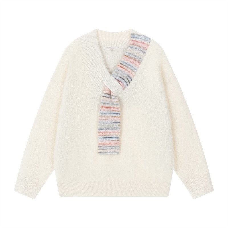 Damen Kuscheliger Pullover mit innovativem Schal-Detail R&B
