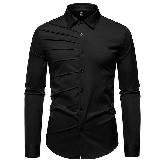 Herren Langarmhemd mit modischem Rippendesign R&B