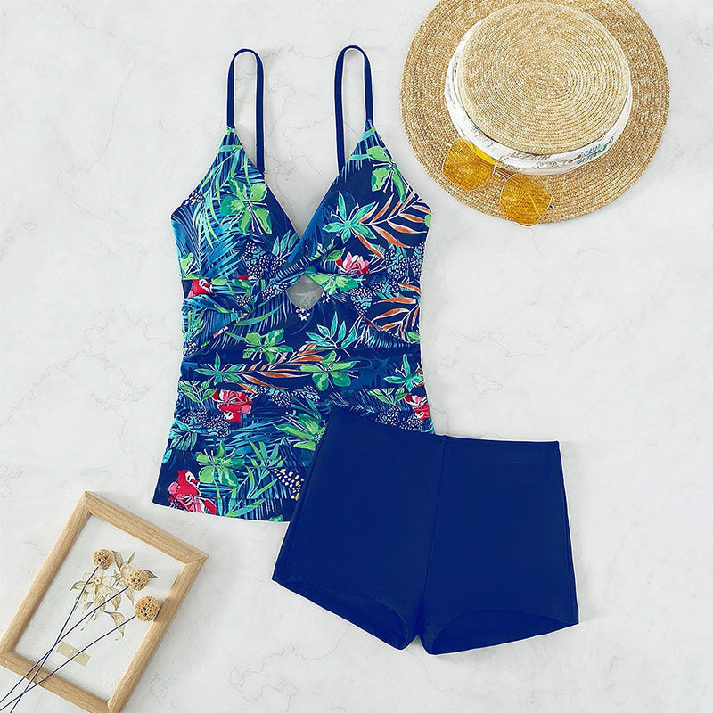 Damen Badeanzug-Set mit floralem Design und hohem Beinausschnitt R&B