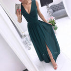 Damen Elegantes Maxikleid mit raffiniertem Wickeldesign und fließendem Stoff R&B