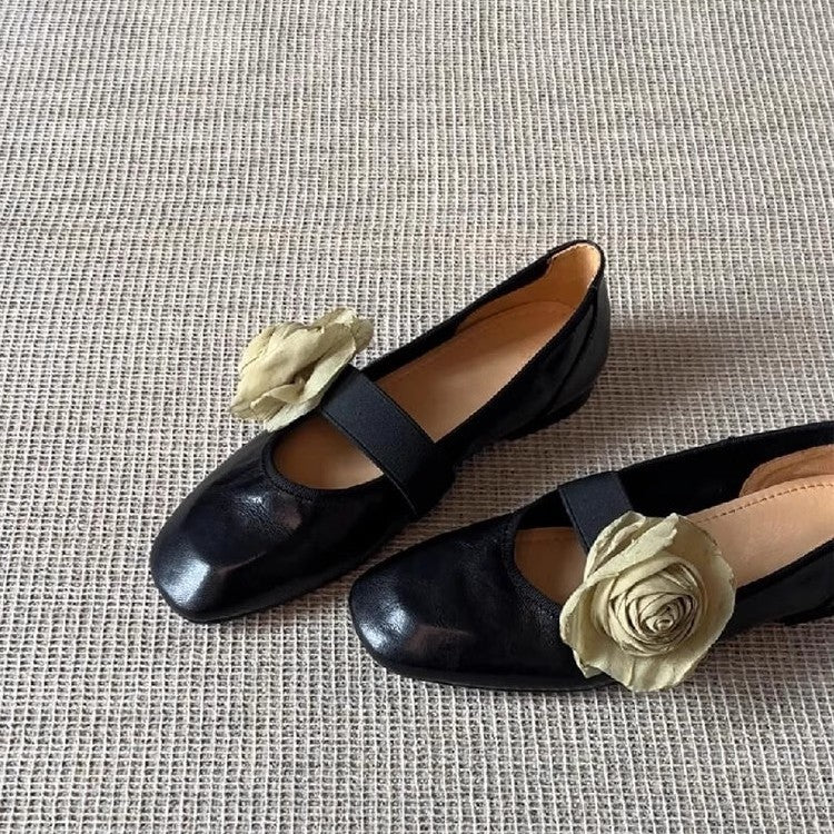 Damen Ballerina-Schuhe mit floralem Applikationsdesign und verstellbarem Riemen R&B