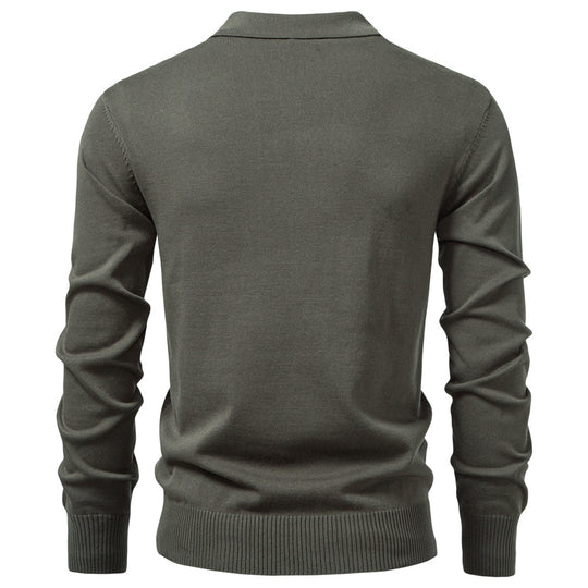 Herren modischer Pullover mit strukturierter Rippoptik und kurzem Reißverschluss R&B
