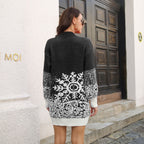 Damen Weihnachtsstrickkleid mit festlichem Schneeflocken-Muster R&B