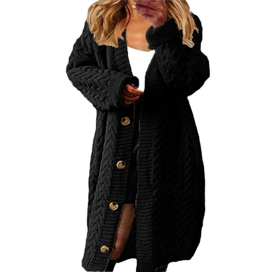 Damen Grobstrick-Jacke mit eleganten Knopfdetails und lässigem Schnitt R&B